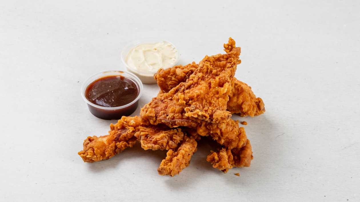 5ks. Louisianské kuřecí stripsy+2x omáčka