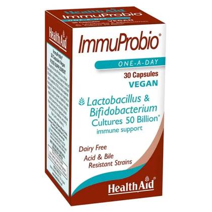 Health Aid ImmuProbio x 30 Вегетарианских капсул - 50 миллиардов культур пробиотической смеси