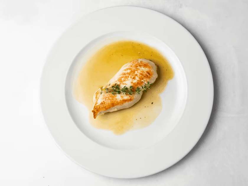 Grilled Chicken Steak, Cheese Sauce