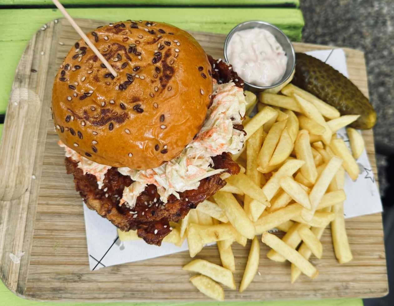 Korean hot chicken burger