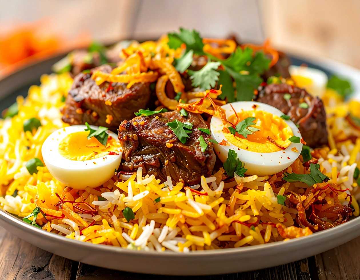 Fried Rice with Spicy Goat