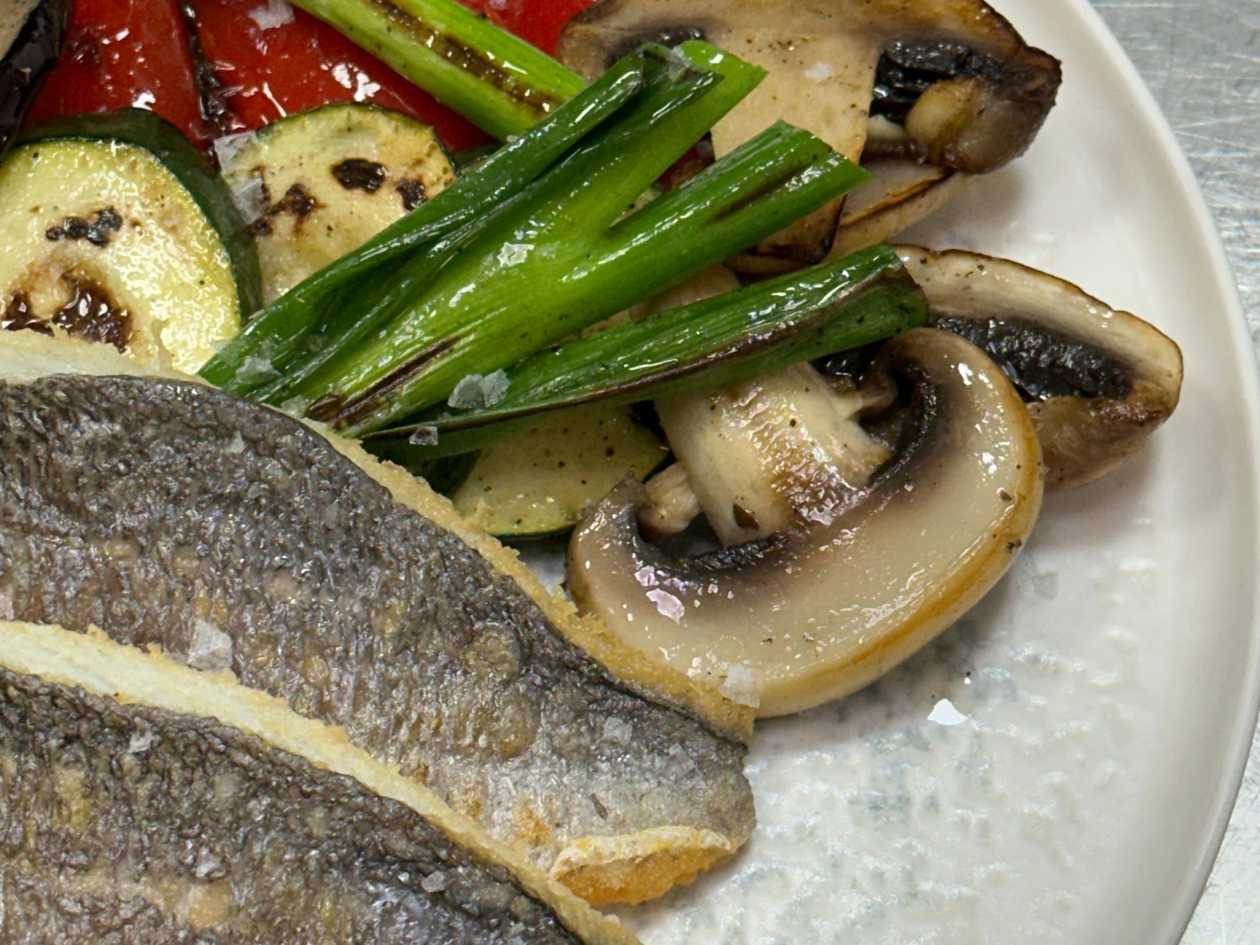Grilled seabream with grilled vegetables