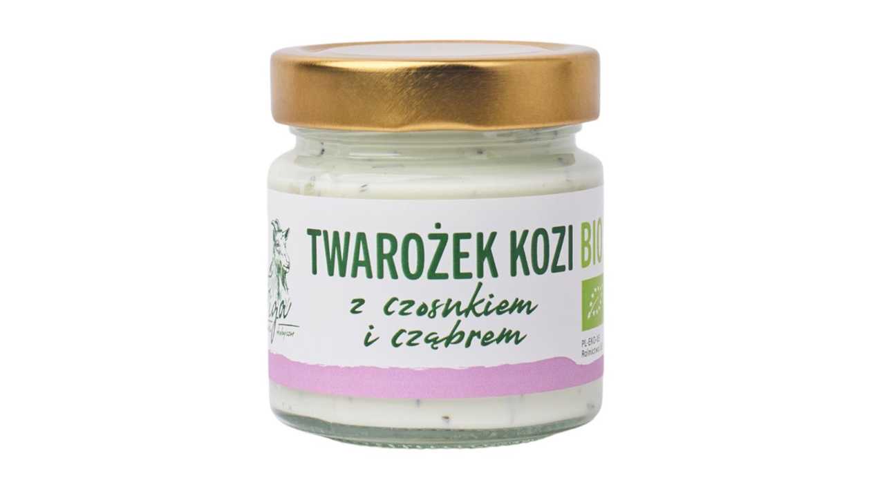 Ekologiczny twarożek kozi z czosnkiem i cząbrem 190g