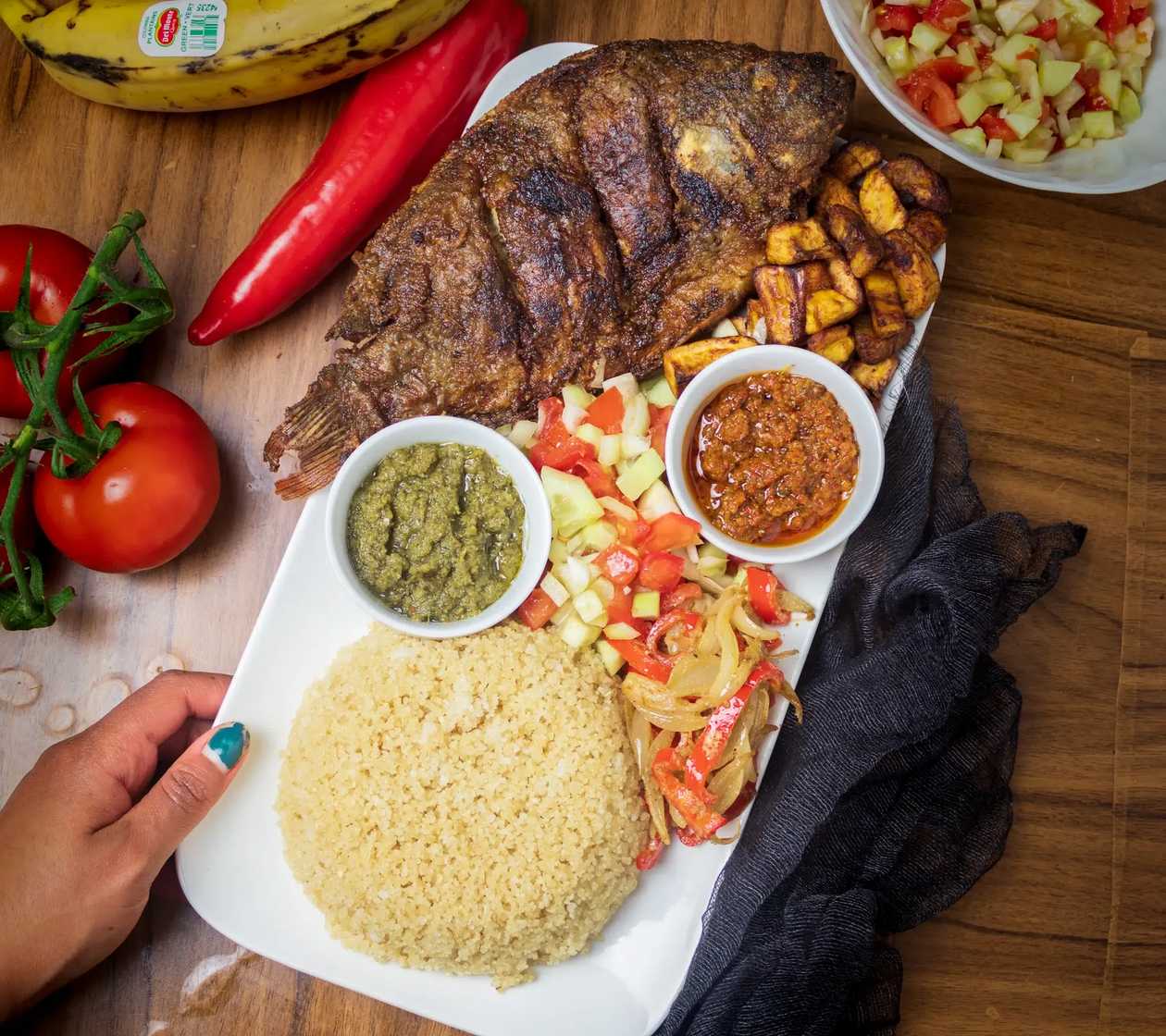 Atseke with Fried Fish