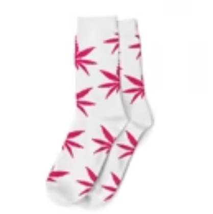 Meia de Cannabis - Longa Branco e Rosa