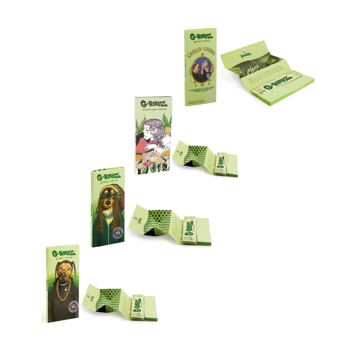 Pack de 50 Mortalhas de Cânhamo Verde KS + Filtros + Sopeira + Stick de Bambu