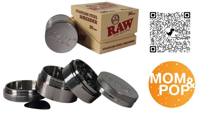 🆕 RAW Grinder Stainless Steel - 4 Parts, 50mm