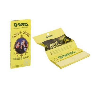 Pack de 50 Mortalhas de Cânhamo Amarelo KS + Filtros + Sopeira + Stick em Bambu - Cheech Chong