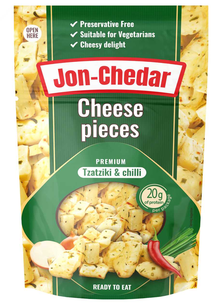 Fried cheese bites with Tzatziki & Chilli 'Jon - Cheddar' 42% fat content 80g