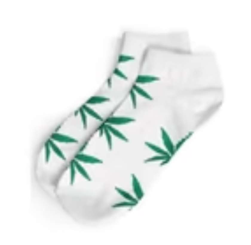 Meia de Cannabis - Curta Branco e Verde