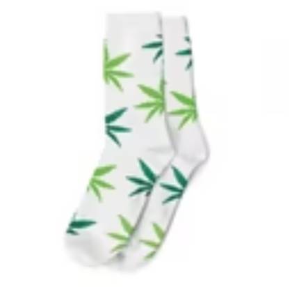 Meia de Cannabis - Longa Branco e Verde