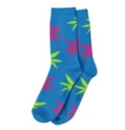 Meias Cannabis Longa - Azul Folhas