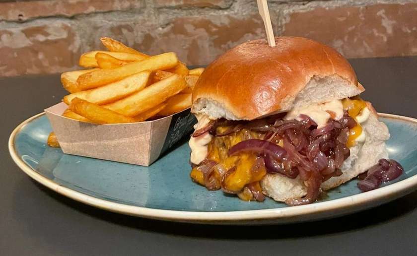 Duck Burger with Belgian Fries