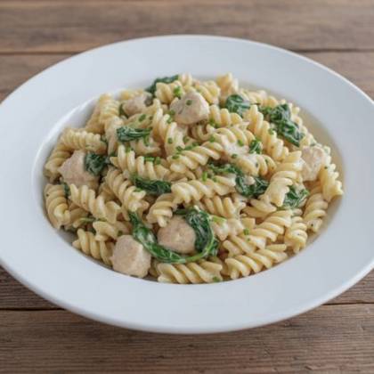 FUSILLI CON SPINACI E POLLO