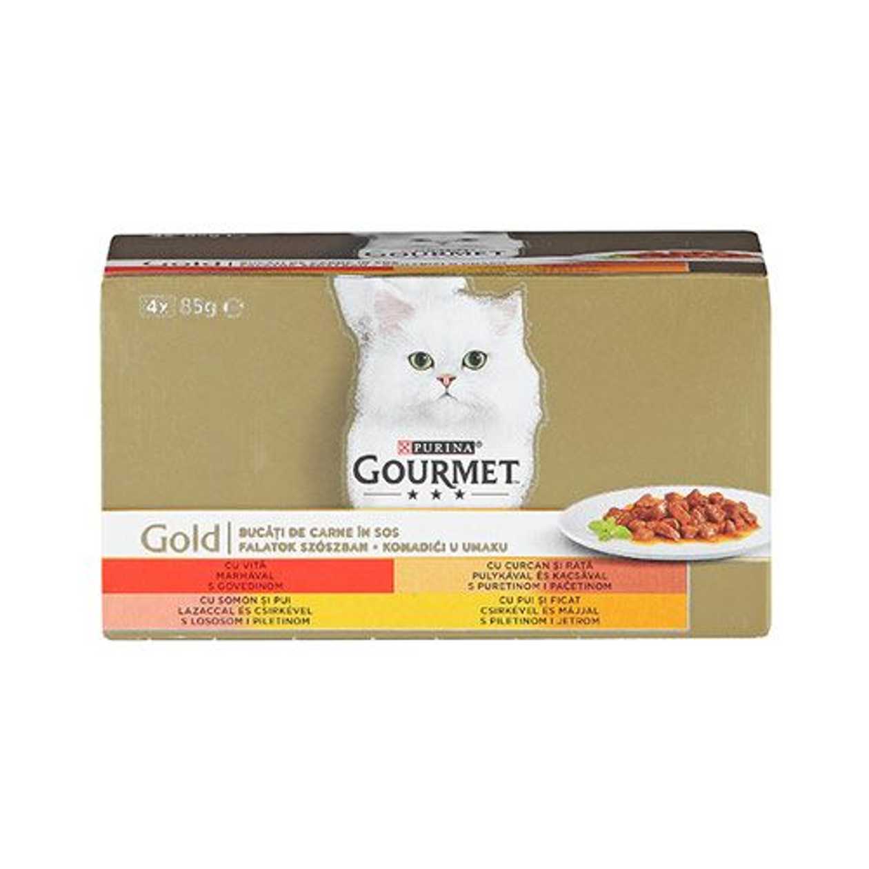 GOURMET GOLD BUCATI IN SOS PT PISICI4X85