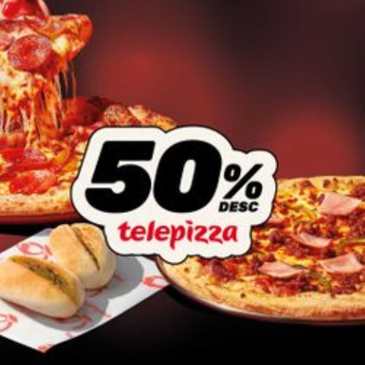 50% 2 Pizzas Médias + 2 Pães de alho Simples