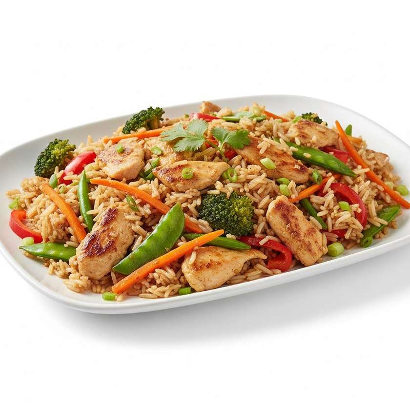 Stir Fried Vegetable Rice with Chicken Option