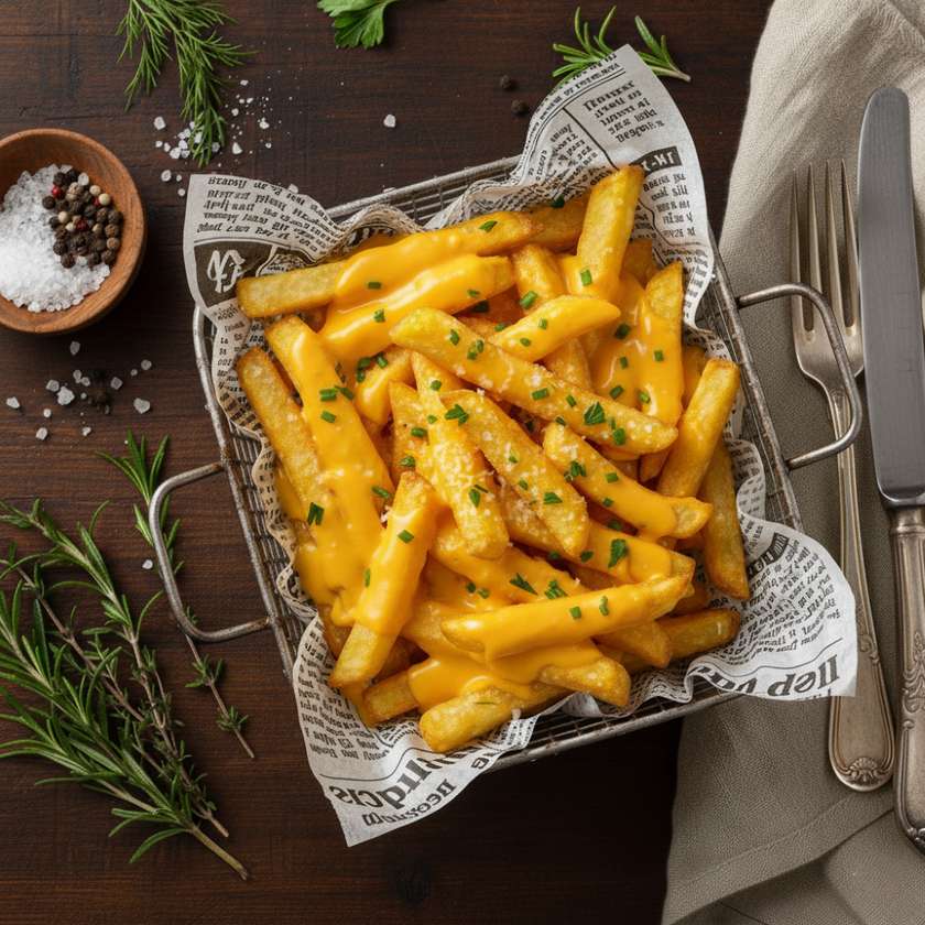 French Fries with Cheddar Sauce