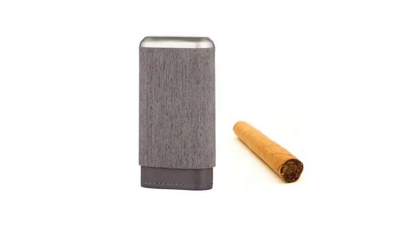 Cigar Holder - Veneer Wood/Leather 3 Cigar