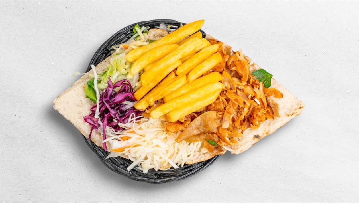 Döner kebab with fries