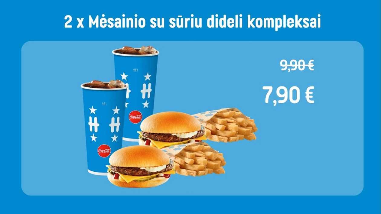 2 x Mėsainio su sūriu dideli kompleksai