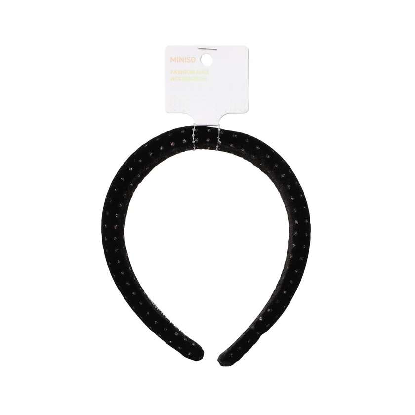 Black Velvet Polka Dots Hair Hoop