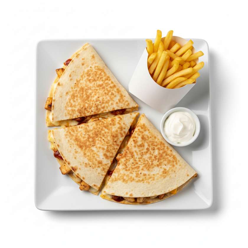 Chicken Quesadilla with French Fries