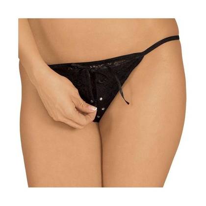 Women's String Thong with Zip Black, OS, 6320