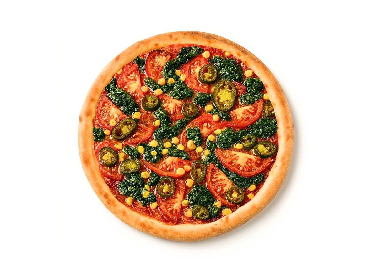 Spicy spinach pizza