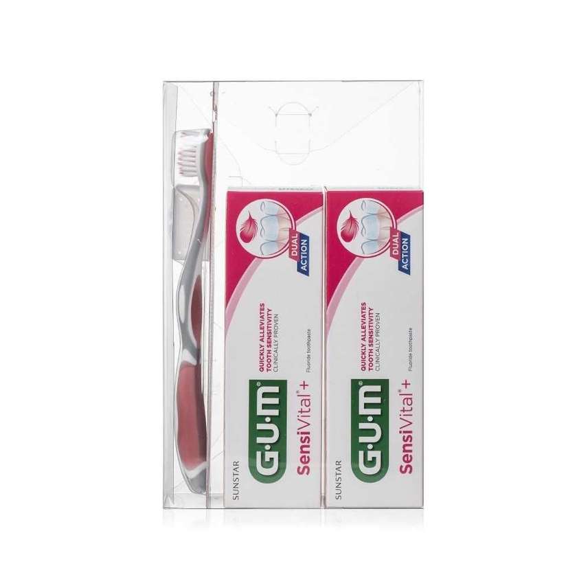 Набор Gum Sensivital: 2 зубные пасты и 1 зубная щетка