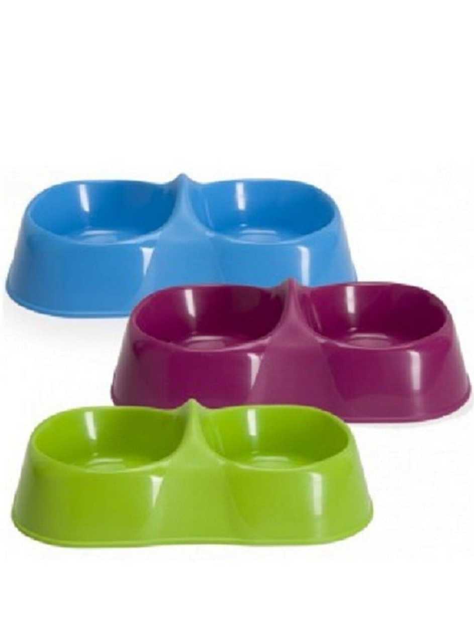 Small Double Bowl - Plastic - Assorted Colors