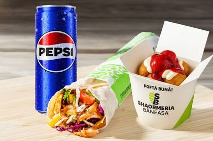 MENIU SHAORMA PUI CU PAPANASI & PEPSI