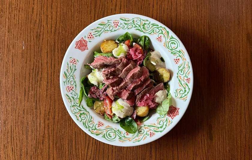 Steak salad with new potatoes and truffle aioli