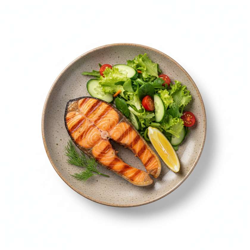 Grilovaný losos se salátem (140g)