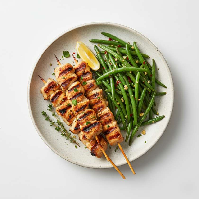 Green Beans With Chicken Souvlaki 200 g