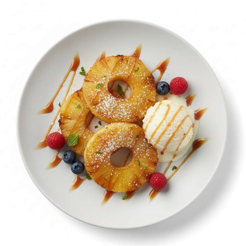 ✅ 85. Fried Pineapple with Ice-Cream