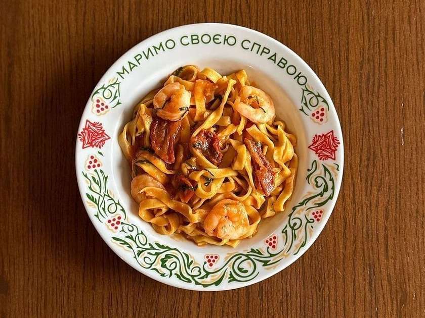 Tagliatelle with shrimp