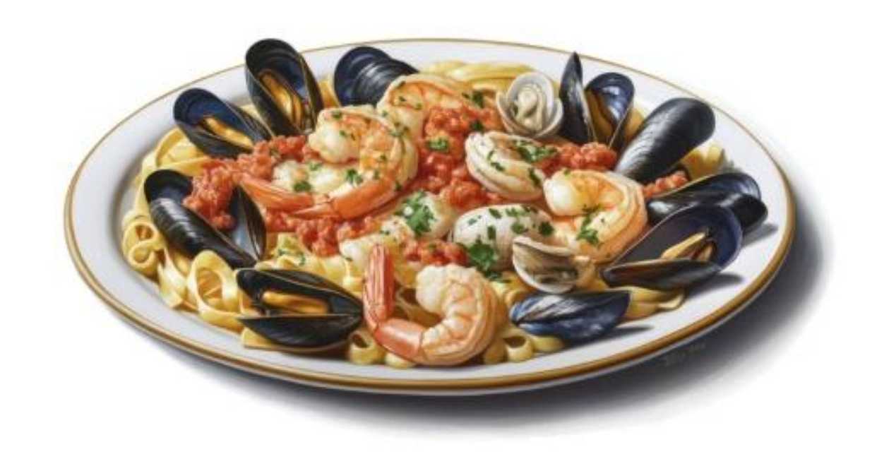 Pasta with seafood and wine sauce 400g