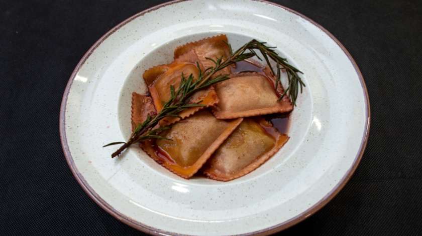 Ravioli with duck and goat cheese