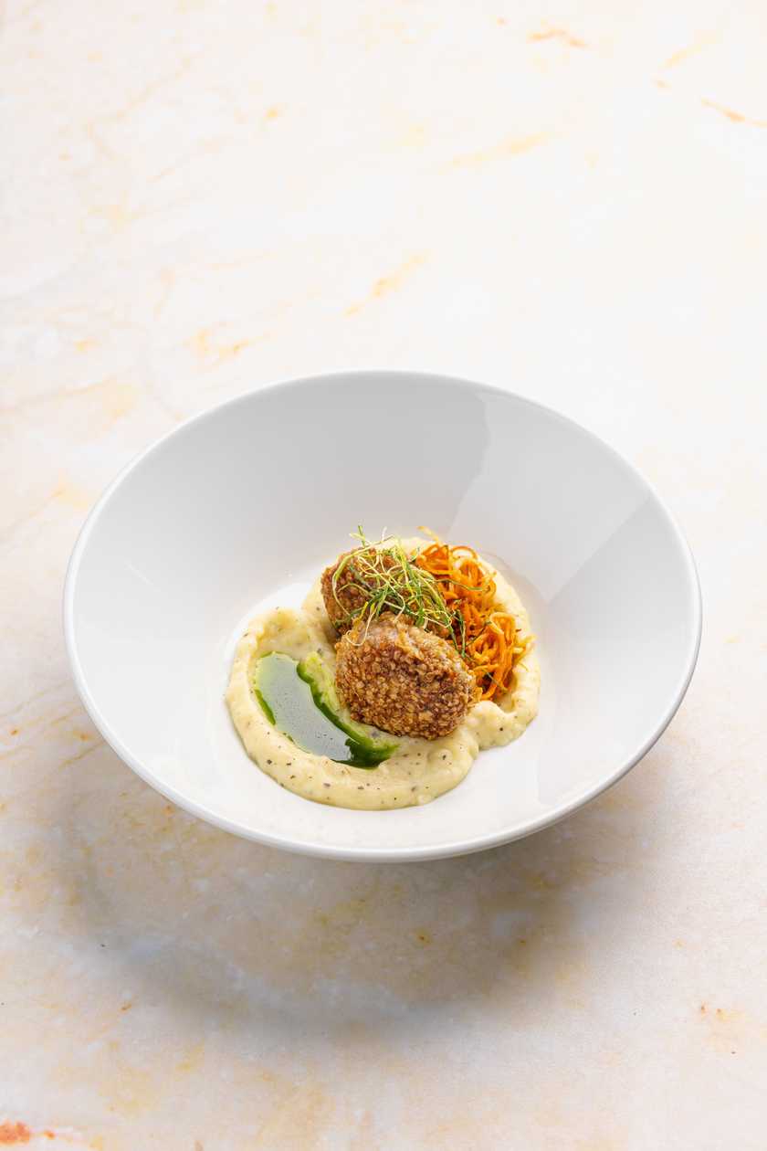 Meatballs with Pecorino Cheese and Truffle Puree