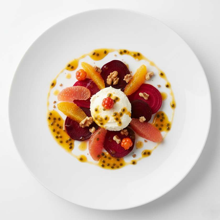 GOAT CHEESE CREAM AND ROASTED BEETROOT