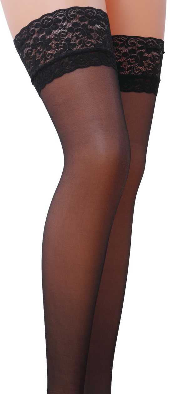 Passion ST003 black sheer hold-up stockings (XS-S)