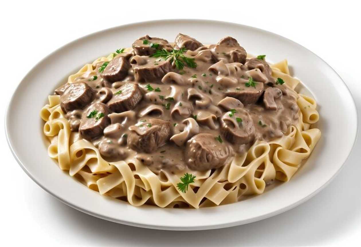 Rigatoni con straccetti di manzo & funghi