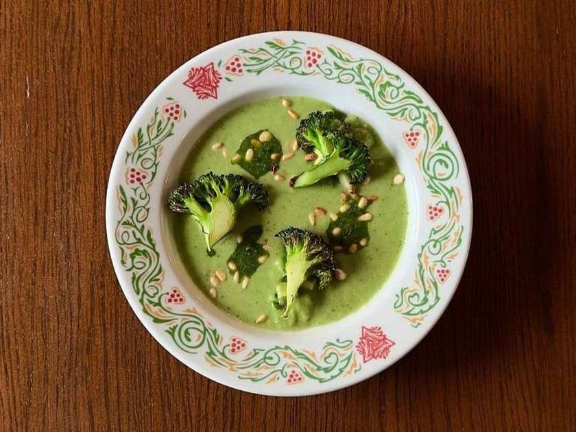 Cream of Broccoli Soup with Avocado Salsa