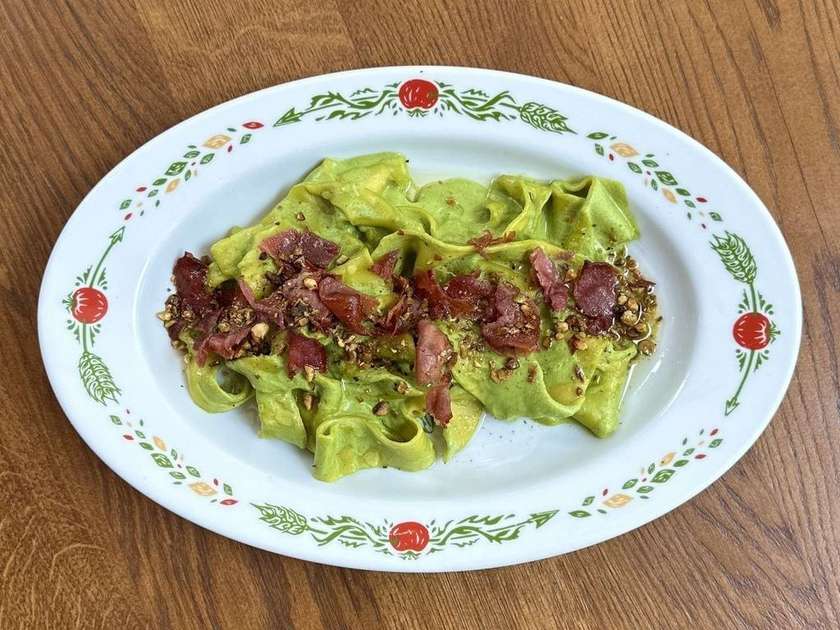Nerano Pasta with Baked Ham and Pistachios