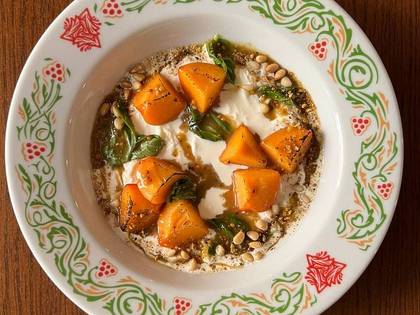 Stracciatella with Honey Vinaigrette and Peaches