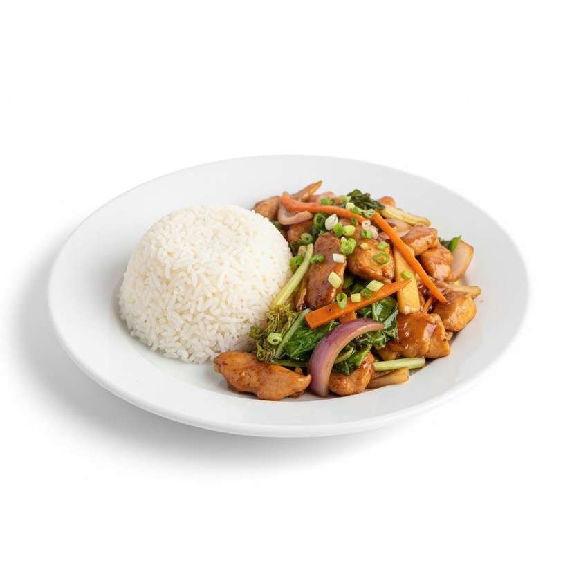 Kuře v pekingské omáčce, rýže