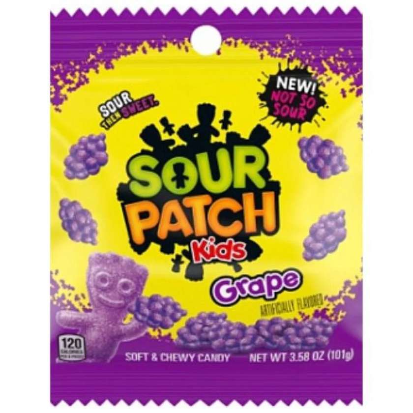 Sour Patch Kids Grape Peg Bag - Grape Flavored Gummies 101g