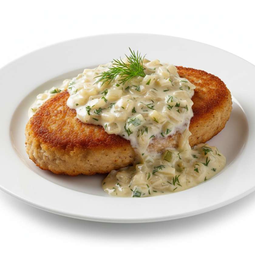 Ground pork cutlet with sauce