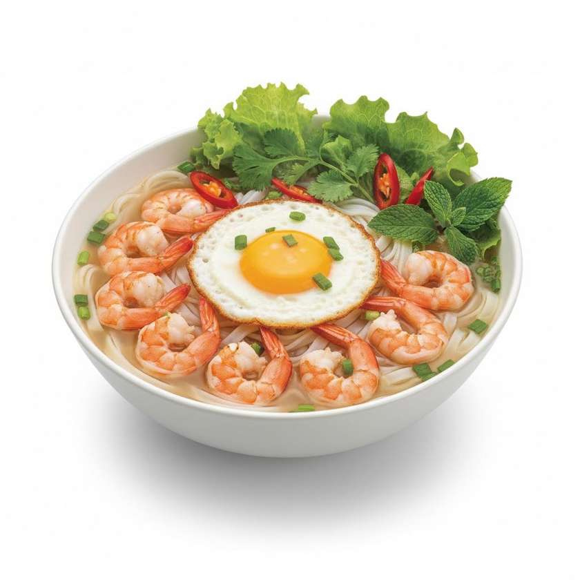 Velká polévka s krevetami a pho nudlemi